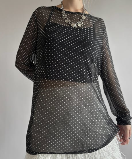 【USED】 Polka Dot Mesh L/S Tee / 260919-014