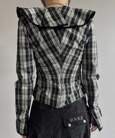 【USED】 GANNI Madras Check Lace Blouse / 260919-009