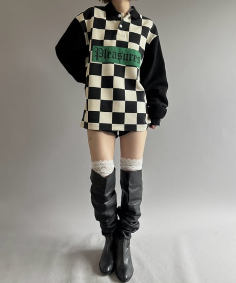 【USED】 PLEASURES Checker Flag Polo Shirt / 261003-020