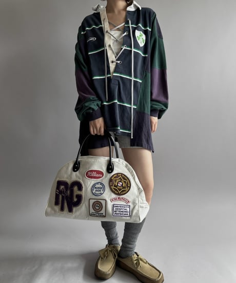 【RE;CIRCLE】 RE French Bedcover Boston Bag Wappen Ivory /261015-043