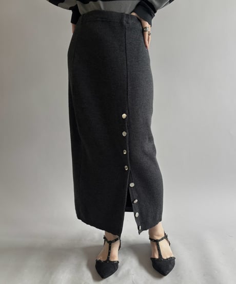 【USED】 Side Button Knit Skirt /261003-003