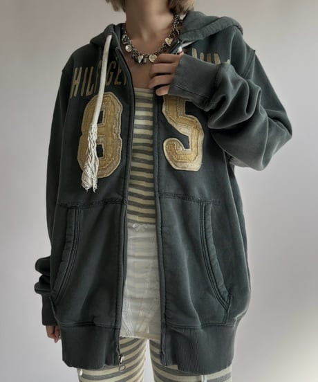 【USED】 HILFIGER DENIM Numbering Patch Zip-Up Hoodie / 261024-029