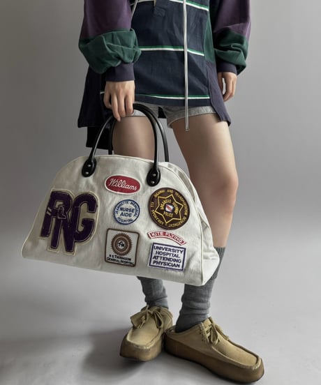 【RE;CIRCLE】 RE French Bedcover Boston Bag Wappen Ivory /261015-043