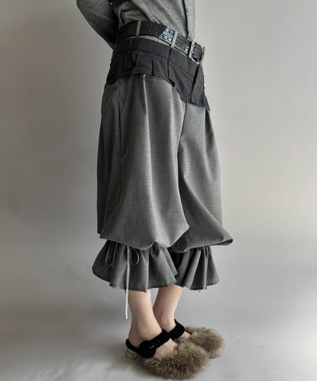 【Chinatsu Aoyama】 Suit Frill Wide Pants  /  2601022-044
