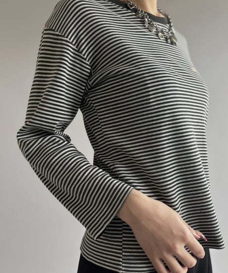 【USED】 GIANNI VALENTINO Striped L/S Tee/ 261010-016