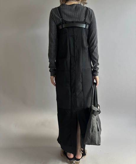 【Chinatsu Aoyama】 Suit Patchwork Camisole Long One-Piece /  2601022-042