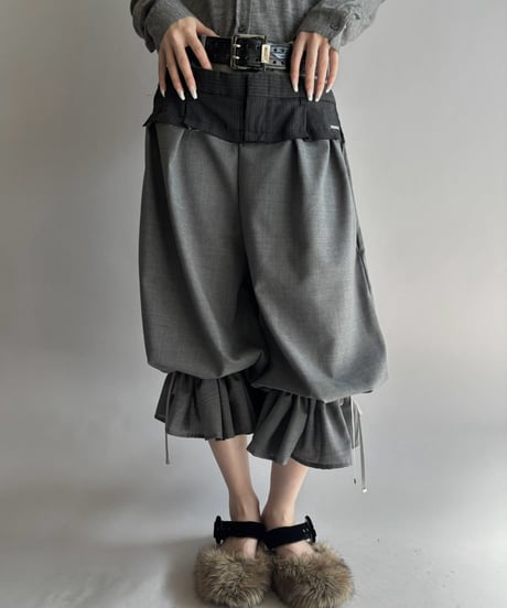 【Chinatsu Aoyama】 Suit Frill Wide Pants  /  2601022-044