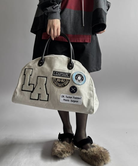 【RE;CIRCLE】 RE French Bedcover Boston Bag Wappen Ivory /261015-042