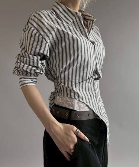 【RE;CIRCLE】RE Leotard Stripe Shirt / 260713-005