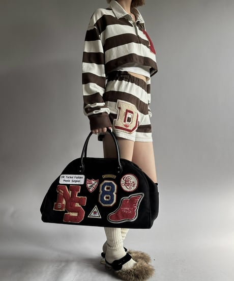 【RE;CIRCLE】 RE French Bedcover Boston Bag Wappen Black /261026-031