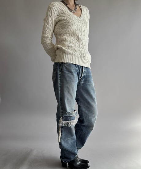 【USED】 Ralph Lauren Sport Cotton V-Neck Knit  / 261017-022