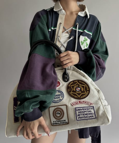 【RE;CIRCLE】 RE French Bedcover Boston Bag Wappen Ivory /261015-043