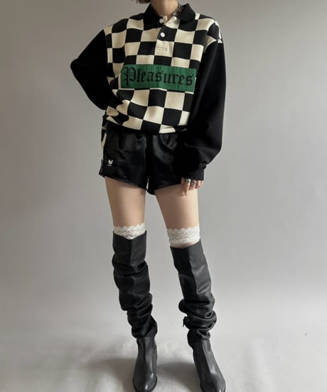 【USED】 PLEASURES Checker Flag Polo Shirt / 261003-020