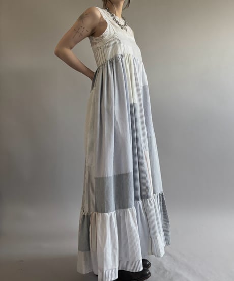 【RE;CIRCLE】  RE Patchwork Stripe Camisole One-Piece / 260810-025