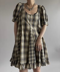 【USED】 Plaid Puff Sleeve Flare Dress / 260926-001