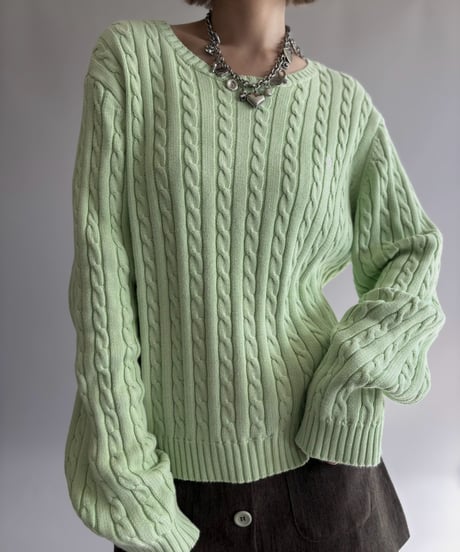 【USED】 Lauren Ralph Lauren Cable Cotton Knit  / 261017-015