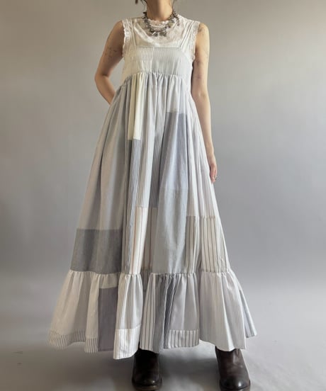 【RE;CIRCLE】  RE Patchwork Stripe Camisole One-Piece / 260810-025