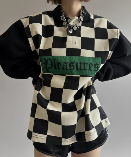 【USED】 PLEASURES Checker Flag Polo Shirt / 261003-020