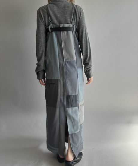 【Chinatsu Aoyama】 Suit Patchwork Camisole Long One-Piece /  2601022-046