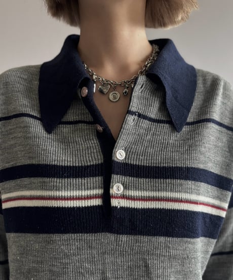 【USED】 70's MONTGOMERY WARD Striped Knit Polo / 261010-010