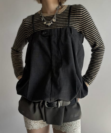 【Chinatsu Aoyama】 Suit Patchwork Camisole Mini One-Piece /  2601022-050