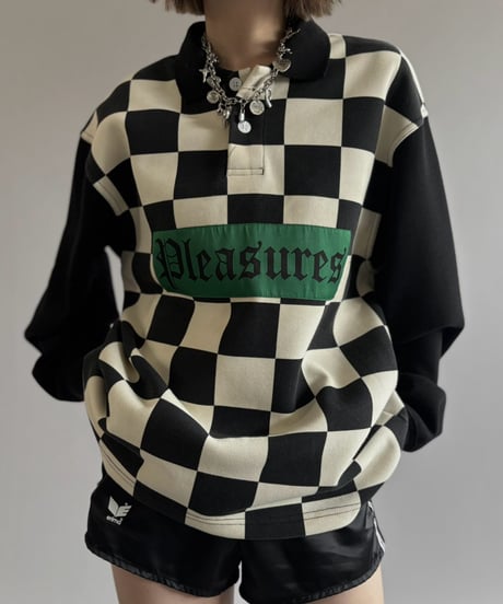 【USED】 PLEASURES Checker Flag Polo Shirt / 261003-020