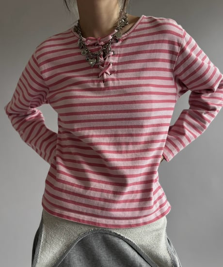 【USED】 Lace-Up Border L/S Tee / 260926-007