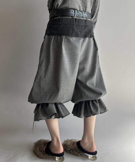 【Chinatsu Aoyama】 Suit Frill Wide Pants  /  2601022-044