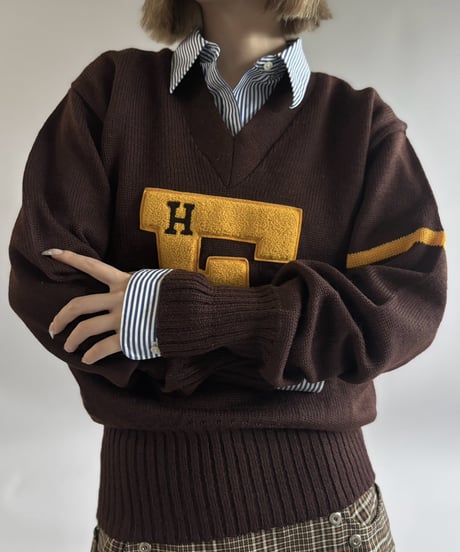 【USED】 50's 100% Virgin Wool Lettered Knit / 261031-001