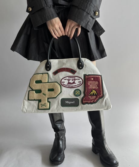 【RE;CIRCLE】 RE French Bedcover Boston Bag Wappen Ivory /261015-041