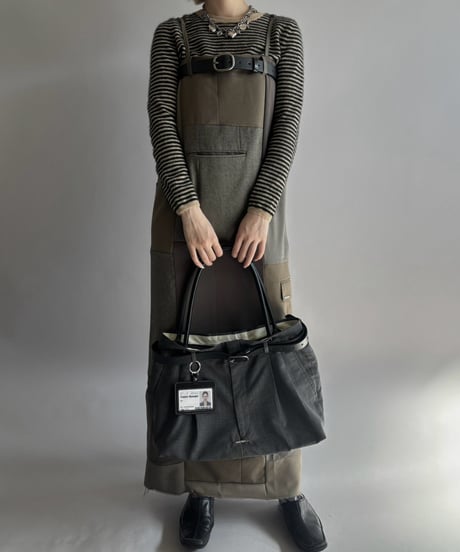 【Chinatsu Aoyama】 Suit Patchwork Camisole Long One-Piece /  2601022-049