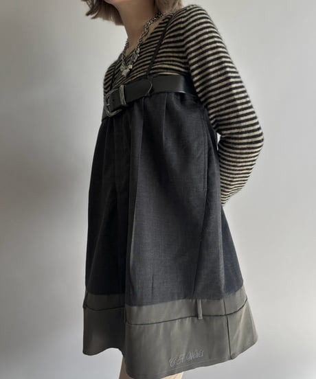 【Chinatsu Aoyama】 Suit Patchwork Camisole Mini One-Piece /  2601022-050