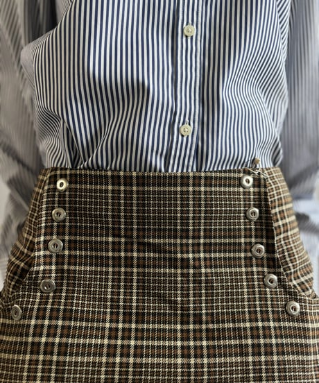 【USED】 Made in USA Houndstooth Rayon Mini Skirt / 261031-004