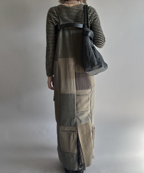 【Chinatsu Aoyama】 Suit Patchwork Camisole Long One-Piece /  2601022-049