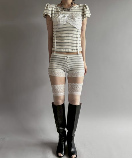 【Chinatsu Aoyama】 RE Border Pants / 260716-029