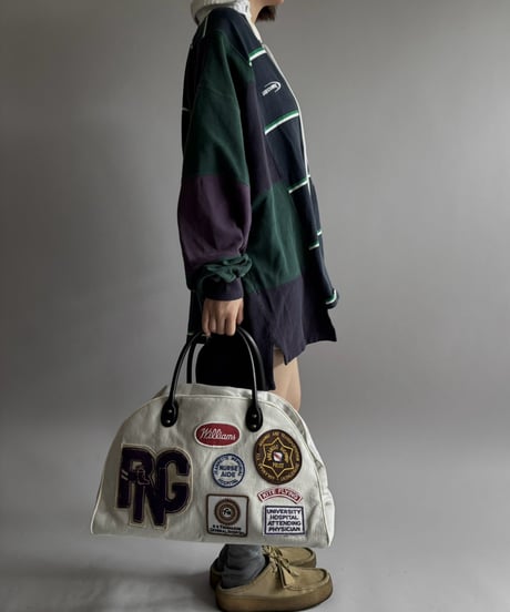 【RE;CIRCLE】 RE French Bedcover Boston Bag Wappen Ivory /261015-043