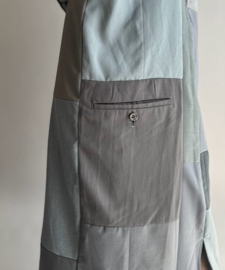【Chinatsu Aoyama】 Suit Patchwork Camisole Long One-Piece /  2601022-046