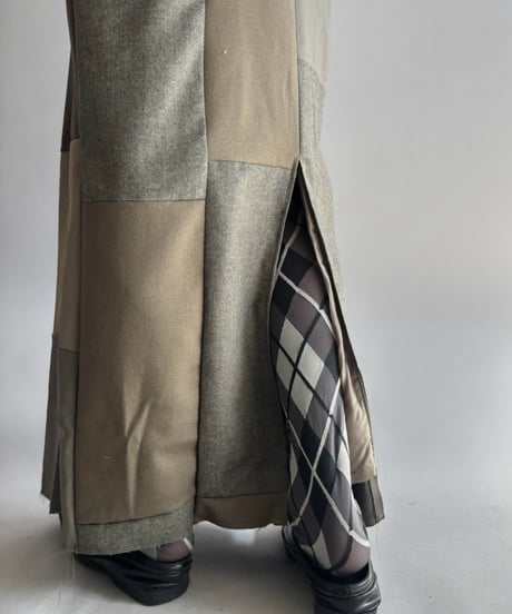 【Chinatsu Aoyama】 Suit Patchwork Camisole Long One-Piece /  2601022-048