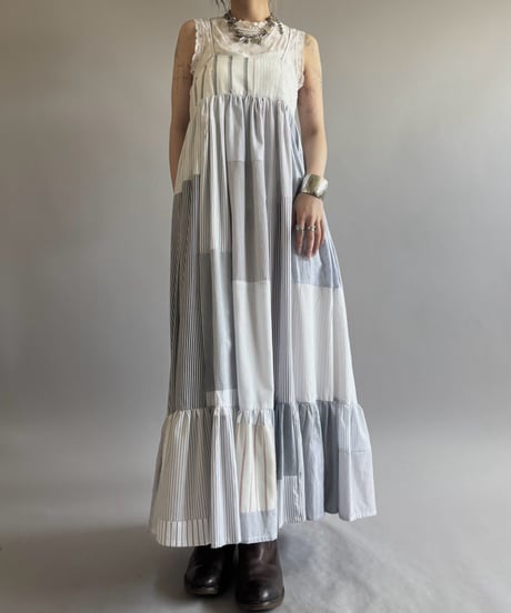 【RE;CIRCLE】  RE Patchwork Stripe Camisole One-Piece / 260810-026