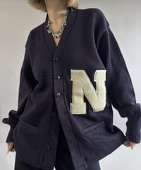 【USED】 70's Wool Lettered Knit Cardigan / 261031-024