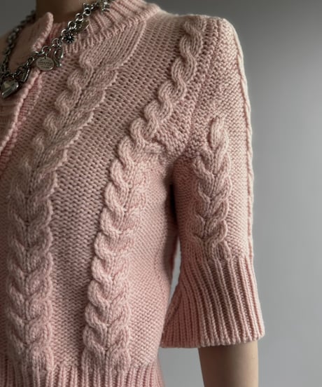 【USED】 Flare Sleeve Cable Knit Cardigan  / 260926-024