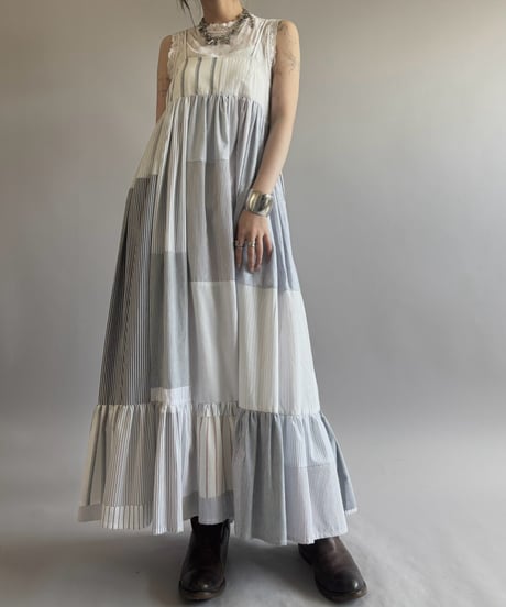 【RE;CIRCLE】  RE Patchwork Stripe Camisole One-Piece / 260810-026