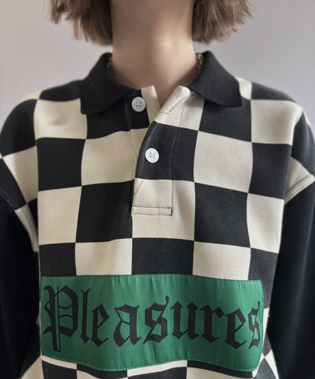【USED】 PLEASURES Checker Flag Polo Shirt / 261003-020