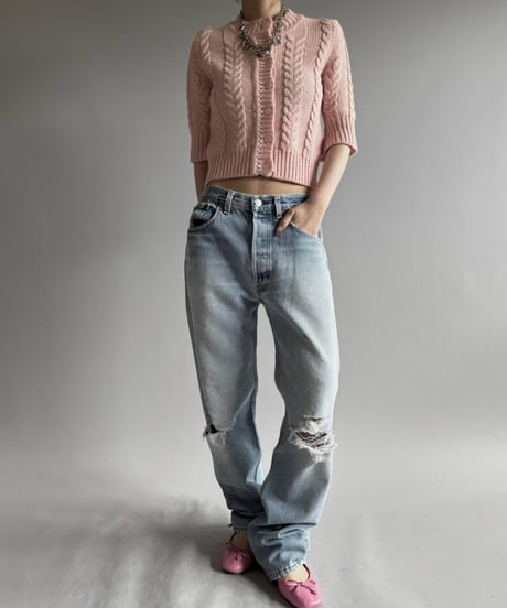 【USED】 Flare Sleeve Cable Knit Cardigan  / 260926-024
