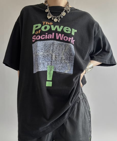 【USED】 Made in USA 90's Power of Social T-Shirt / 260801-025
