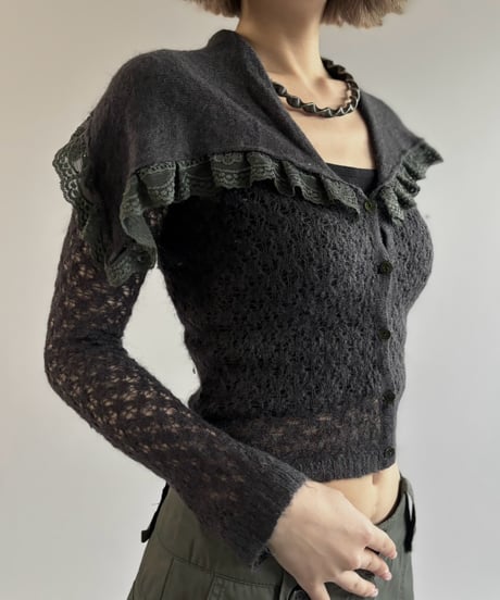 【USED】 Mohair Lace Collar Compact Cardigan / 261003-025