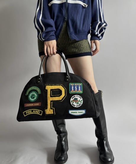 【RE;CIRCLE】 RE French Bedcover Boston Bag Wappen Black /261015-045