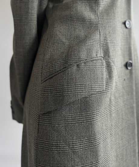 【USED】 DKNY Check Pattern Wool Long Coat / 261026-001