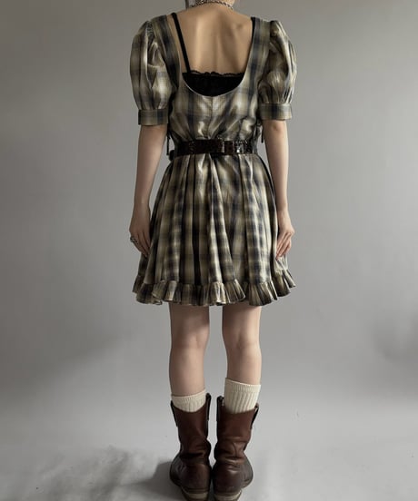 【USED】 Plaid Puff Sleeve Flare Dress / 260926-001