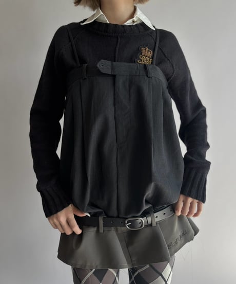 【Chinatsu Aoyama】 Suit Patchwork Camisole Mini One-Piece /  2601022-047